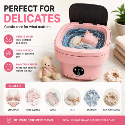 Foldable Mini Laundry Machine – Portable Compact Washer for Travel, Dorms & Small Spaces