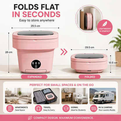 Foldable Mini Laundry Machine – Portable Compact Washer for Travel, Dorms & Small Spaces
