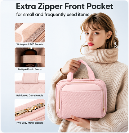 Large Travel Cosmetic Bag with Waterproof Hanging Hook