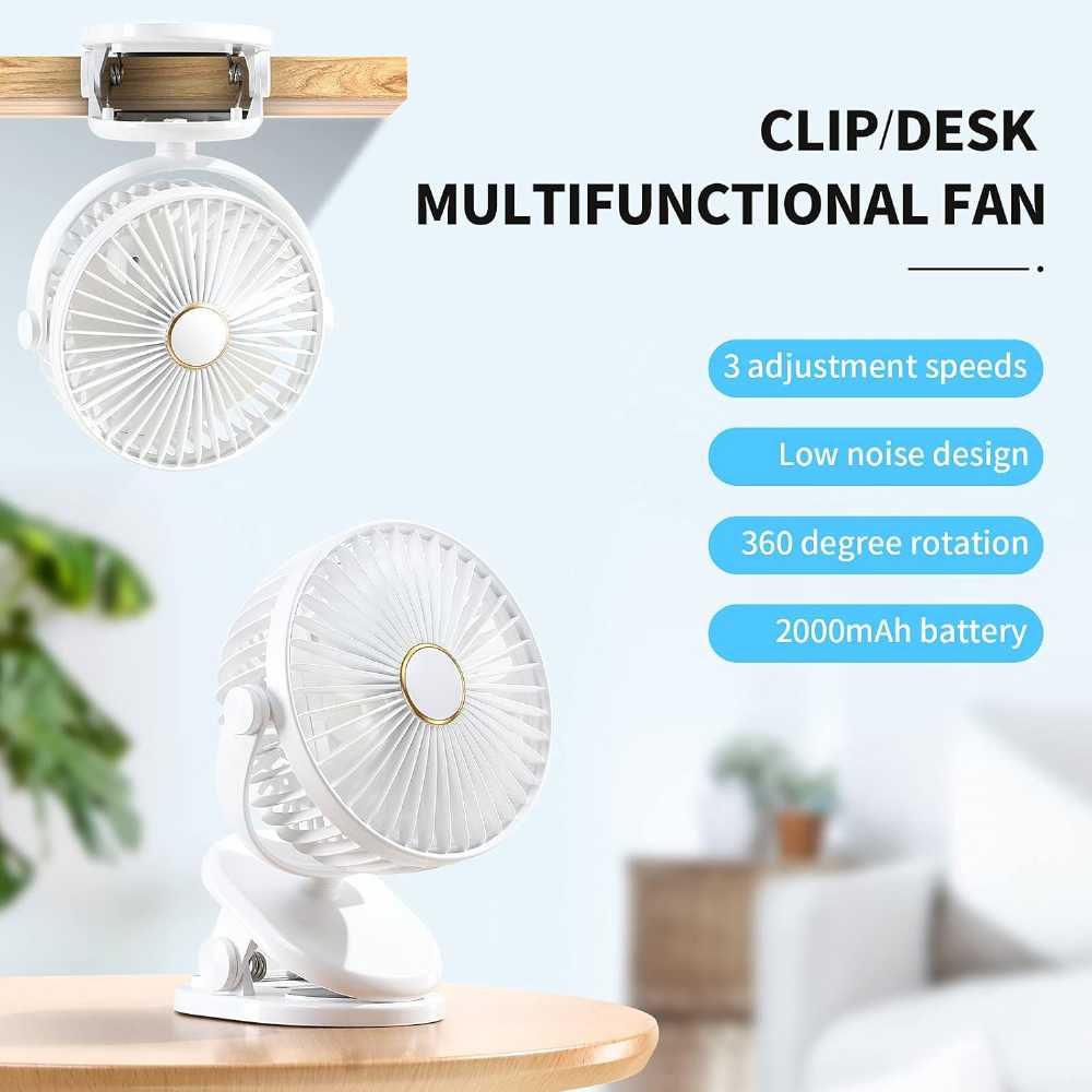 SmartDevil Clip-On Fan – 360° Portable Mini Desk Fan