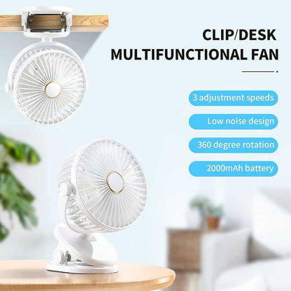 SmartDevil Clip-On Fan – 360° Portable Mini Desk Fan