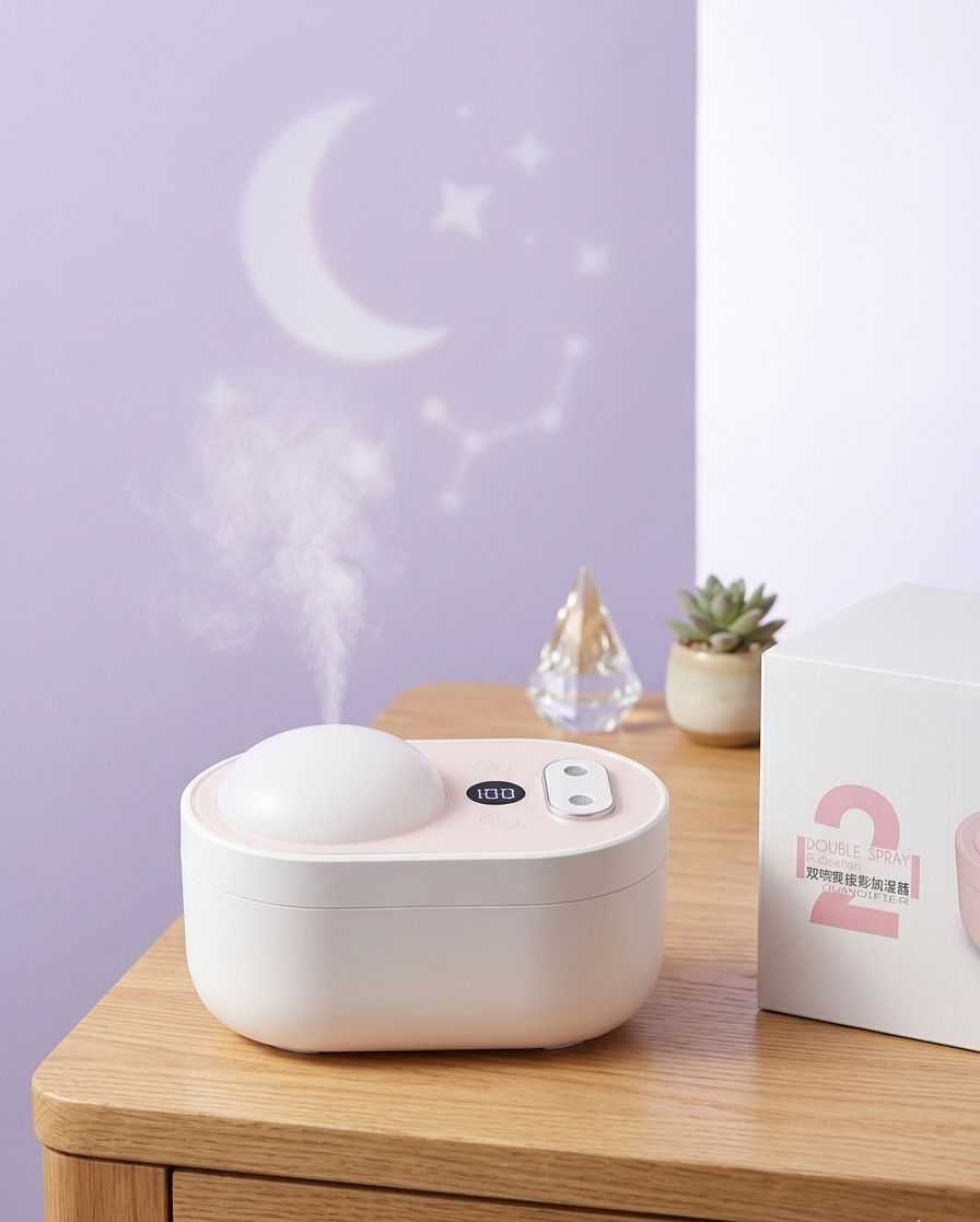 Mini Humidifier 1000ml USB – Projector Light (Portable Desk & Car)